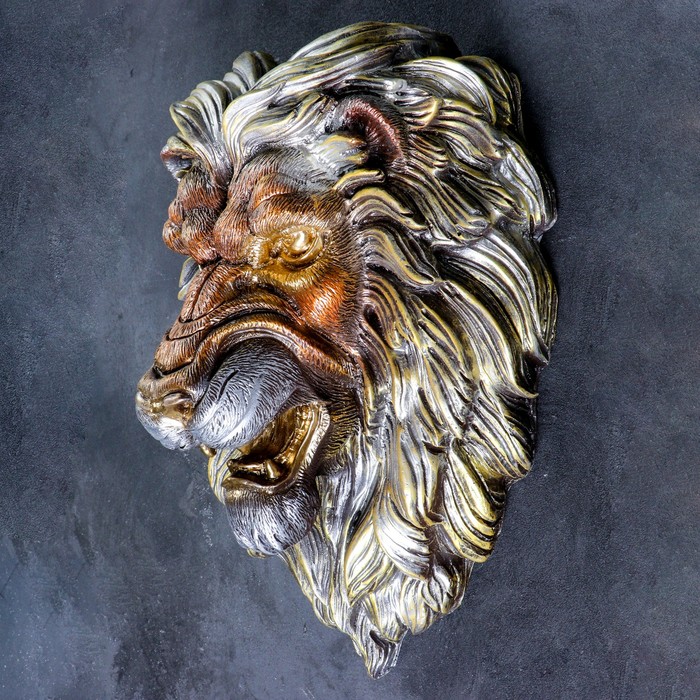 Подвесной декор "Голова льва" бронза, 23х35х52см МИКС - фото 1906969596