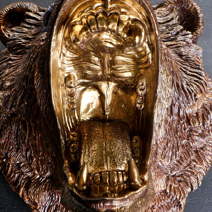 Подвесной декор "Голова медведя" бронза, 24х35х42см - фото 1927430911