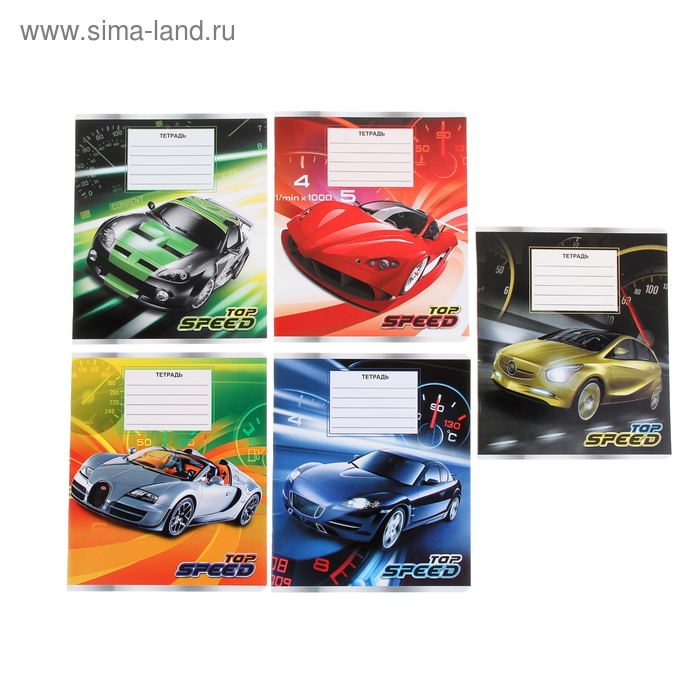 Тетрадь 24 листа линейка TOP SPEED, 5 видов МИКС - Фото 1