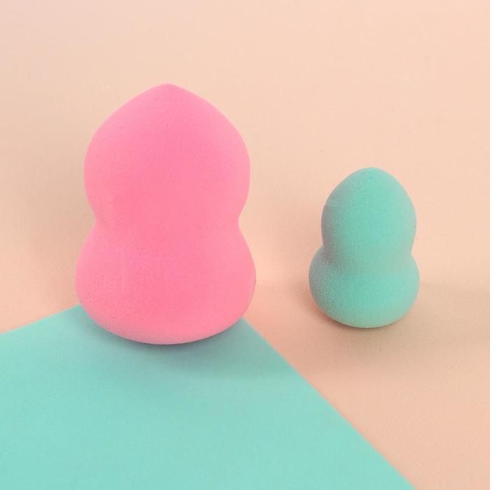 Набор спонжей для нанесения косметики, мини, увеличиваются при намокании, 2 шт, цвет МИКС - Фото 1