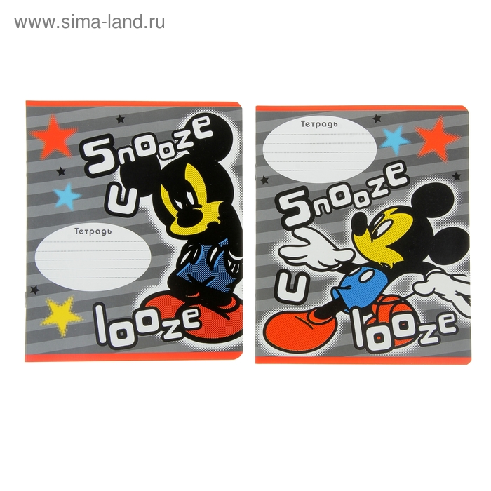 Тетрадь 12 листов линейка Disney Mickey Snooze, МИКС - Фото 1