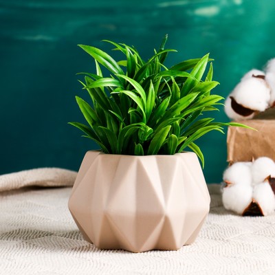 Кашпо «Треугольники»,10×10×7 см, цвет бежево-кофейный