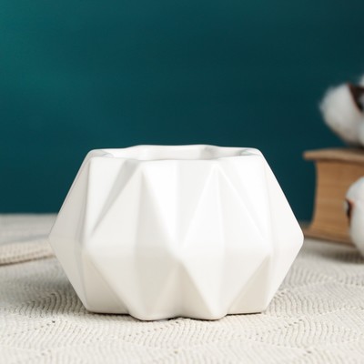 Декоративное кашпо для цветов «Треугольники», 10×10×7 см, керамика, белое