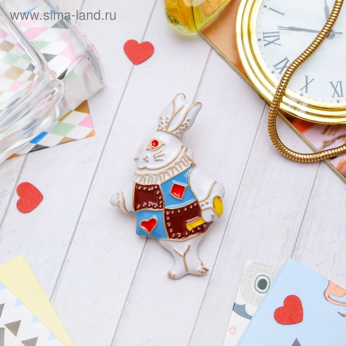 Значок «Кролик карточный», цветной в золоте - Фото 1