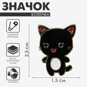 Значок «Котеечка», цвет чёрно-белый в золоте 3714396