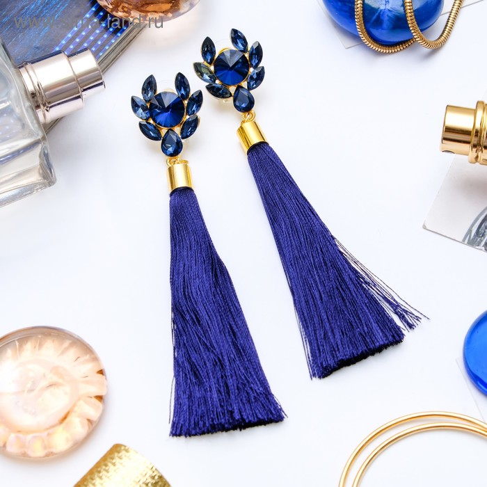 Серьги ассорти «Кисти» барокко, цвет синий, L кисти 6 см - Фото 1