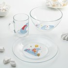 Набор детской посуды «Белый медведь», 3 предмета - Фото 1