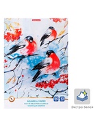 Альбом для акварели А4, 10 листов на клею, ErichKrause ArtBerry «Снегири», блок 180 г/м², экстра белая, твёрдая подложка - Фото 1