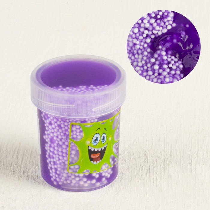 Слайм "Плюх" фиолетовый, контейнер с шариками, 40 г - Фото 1