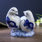 Сувенир керамика "Два голубя" синяя роспись 9,8х11х10,3 см - Фото 1