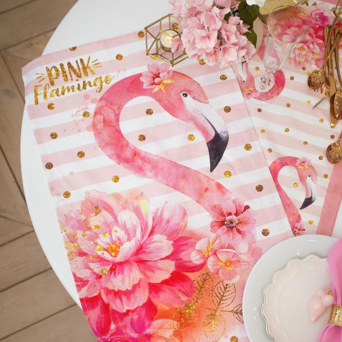 Полотенце "Этель" Pink flamingo 40х67 см, 100% хлопок, саржа 190 гр/м2 - Фото 1