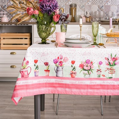 Скатерть «Этель» Тюльпаны 220×147 см, 100% хлопок, репс 210 г/м²