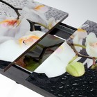 Стол раздвижной с фп Орхидея белая, 1100/1500х700х777, стекло/пояс венге/ноги хром прямые - Фото 4