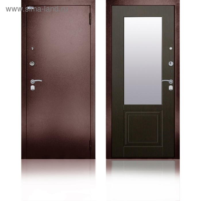 Входная дверь «Гала Венге», 870 × 2050 мм, левая, цвет венге структурный кофе, зеркало - Фото 1