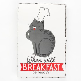 

Кухонный набор Доляна "When will breakfast": варежка-прихватка, лопатка деревянная