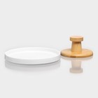 Подставка для десертов керамическая с крышкой-клош на деревянной ножке BellaTenero, d=24 см, цвет белый - Фото 5