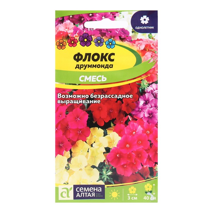 Семена цветов Флокс друммонда, Смесь окрасок, ц/п, 0,1 г - Фото 1