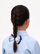 Бант для волос на резинке «Школьница», синий с кружевами, 5 см, синий - Фото 2