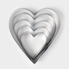 Формы для печенья Доляна «Сердечко», набор 5 шт., 7.5×7.4 см, металл, серебристые - Фото 4