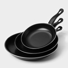 Набор сковородок «Жаклин», набор 3 шт.: 20/25/30×4 см, антипригарное покрытие, углеродистая сталь, чёрные - Фото 1