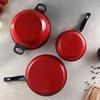 Набор посуды Promo Stone violet: кастрюля 3 л, d=24 см, ковш 1.3 л, сковорода d=24 см, крышки 2 шт., антипригарное покрытие, бордовый - Фото 5