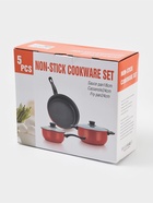 Набор посуды Promo Stone violet: кастрюля 3 л, d=24 см, ковш 1.3 л, сковорода d=24 см, крышки 2 шт., антипригарное покрытие, бордовый - Фото 8