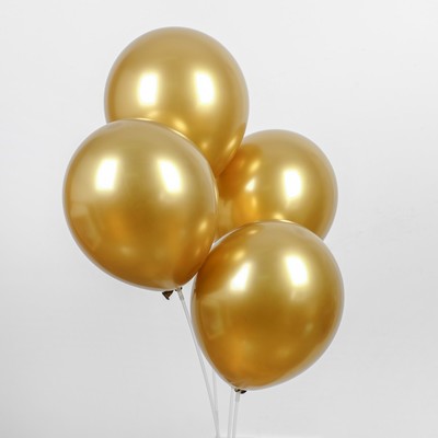 Шар латексный 12" "Хром", металл, набор 4 шт, цвет золотой