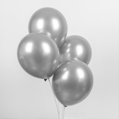 Шар латексный 12" «Хром», металл, набор 4 шт., цвет серебряный