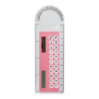 Калькулятор - линейка, 10 см, 8 - разрядный, корпус прозрачного цвета, с транспортиром, работает от света, МИКС - фото 8435739