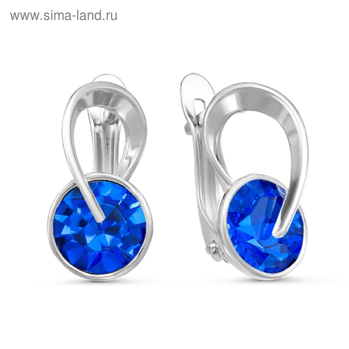 Серьги «Марс», посеребрение, цвет синий - Фото 1