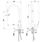 Смеситель для кухни одноручный Lemark LM6555C, с высоким поворотным изливом, цвет хром - Фото 2