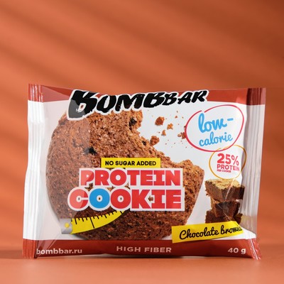 Протеиновое печенье Bombbar, шоколадный брауни, спортивное питание, 40 г