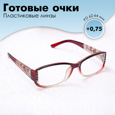 Готовые очки Восток 6621, цвет бордовый, +0,75