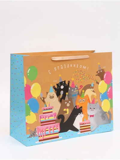 Пакет подарочный ламинированный, упаковка, «С Праздником!», XL 49×40×19 см