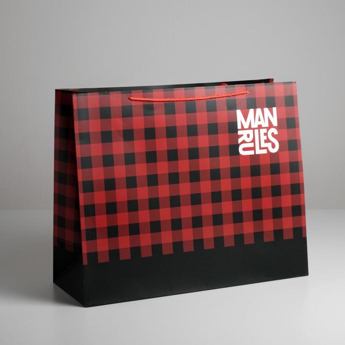 Пакет подарочный ламинированный, упаковка, «Man rules», XL 49 х 40 х 19 см - фото 1908428158