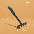 Грабли малые, прямые, 5 зубцов, длина 28.5 см, металл, эргономичная прорезиненная ручка, Greengo - Фото 2