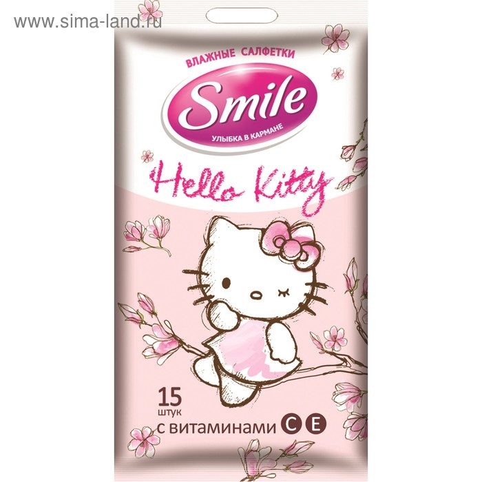 Влажная салфетка Smile Hello Kitty mix, 15 шт. - Фото 1