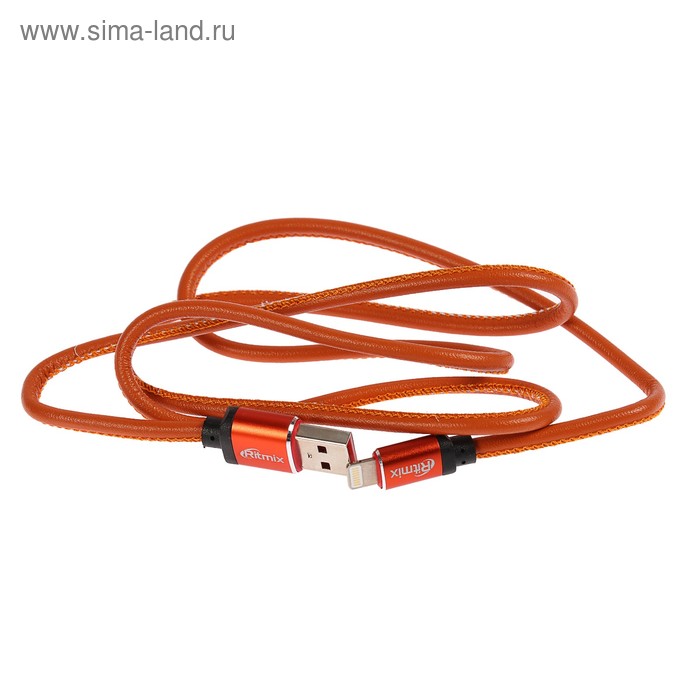 Кабель Ritmix, Lightning - USB, оплетка экокожа, 2.5 А, 1 м - Фото 1