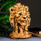 Копилка "Голова льва малая" бронза, 16х25х38см - фото 8765266