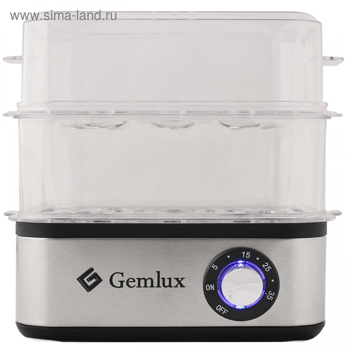 Яйцеварка Gemlux GL-EB28, 500 Вт, 16 яиц, двухъярусная, таймер 0-35 мин, нерж.сталь - Фото 1