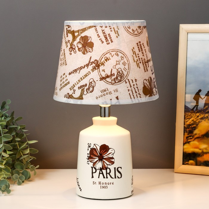 Лампа настольная с абажуром "Париж с цветком" бутыль Е14 40W 20х20х33 см RISALUX - фото 1886354094