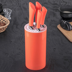 Набор кухонных ножей на подставке «Лаура», лезвие: 8,5 см, 12,5 см, 19,5 см, 20 см, 20 см, цвет оранжевый  (артикул 3840068)  большой выбор товаров оптом и в розницу по низким ценам с доставкой