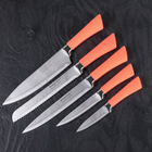 Набор кухонных ножей на подставке «Лаура», лезвие: 8,5 см, 12,5 см, 19,5 см, 20 см, 20 см, цвет оранжевый  (артикул 3840068)  большой выбор товаров оптом и в розницу по низким ценам с доставкой