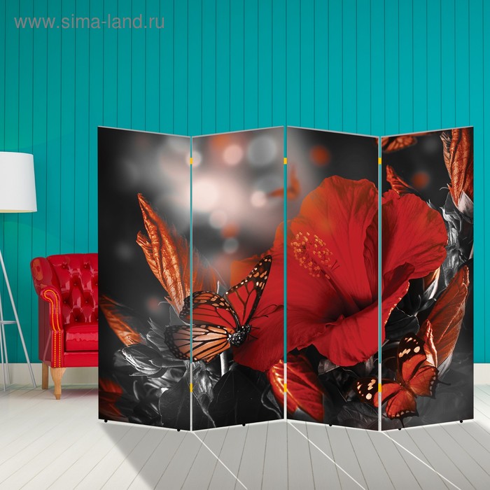 Ширма "Бабочка. Декор 1", двухсторонняя, 200 х 160 см - Фото 1