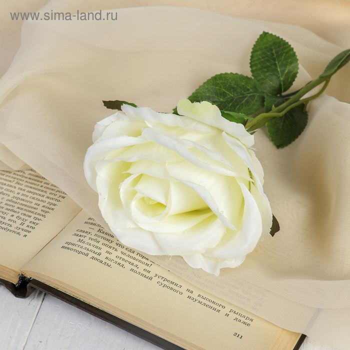 Цветы искусственные Роза бланка 7,5*55 см, белая