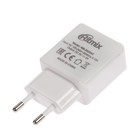 Сетевое зарядное устройство Ritmix RM-2025AC WHITE, 2 USB, 2 А, белое - Фото 1