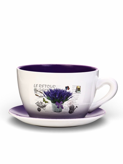 Декоративный горшок для цветов «Чашка блум», 2.2 л, 19×24×12 см, керамический, Greengo