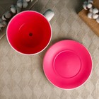 Горшок для цветов в форме чашки «Блум» керамический, с поддоном, 2.2 л, 19×24×12 см, белый, розовый, Greengo - Фото 3