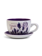 Декоративный горшок для цветов «Эмма», 1.5 л, 19×15×10 см, керамика, с поддоном, белый, сиреневый - Фото 1