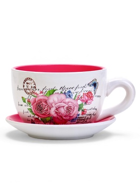 Горшок цветочный в форме чашки "Розы" 15*19*10 см